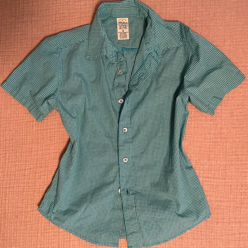 Faded Glory - Y2K gingham button up top